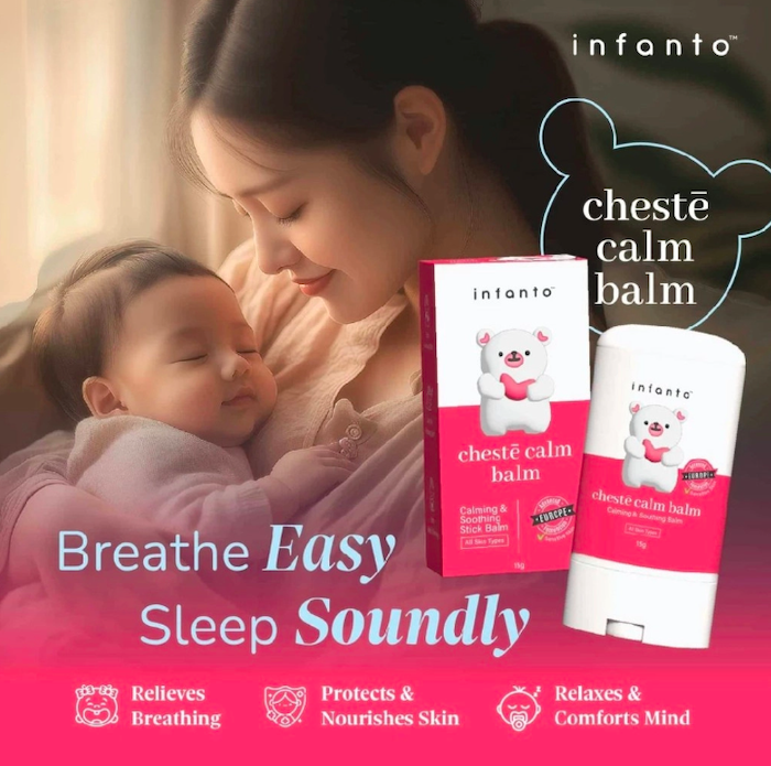 infanto baby chest calm balm Respiratory Relief calming soothing balm 宝宝伤风咳嗽呼吸胸腔安抚天然膏